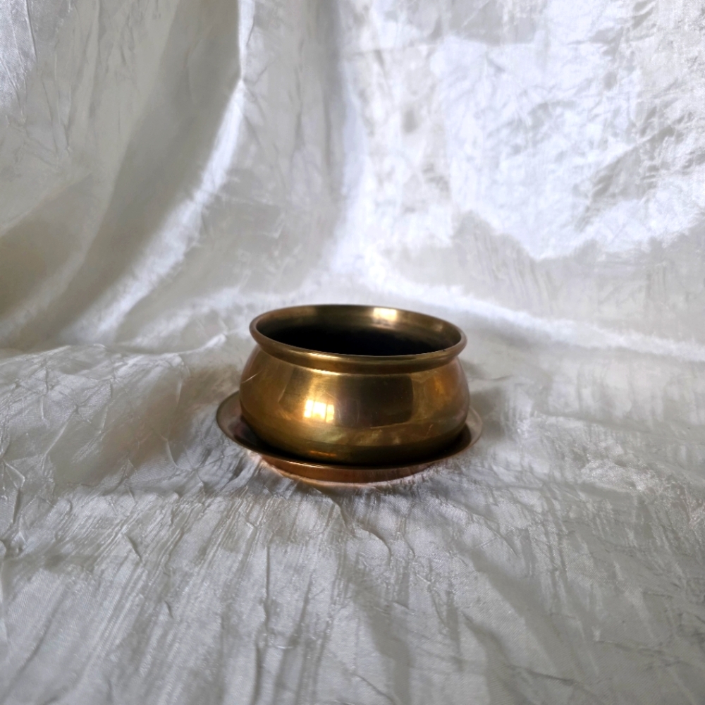 Vintage Brass Bowl and Saucer/Lid - Picture 2 of 12